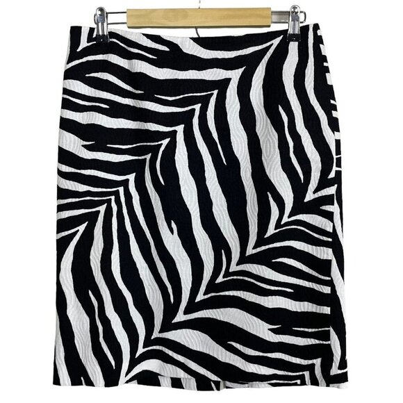 Talbots‎ Black White Zebra Print Textured Pencil Skirt Size 8 - Picture 1 of 6